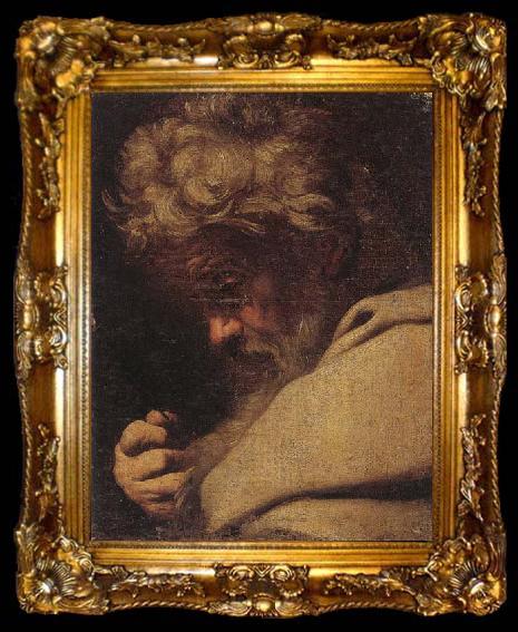 framed  Francesco Fracanzano Study of saint bartholomew,head and shoulders, ta009-2